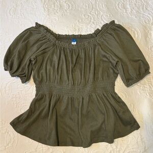 Old Navy Olive Green Off-Shoulder Blouse